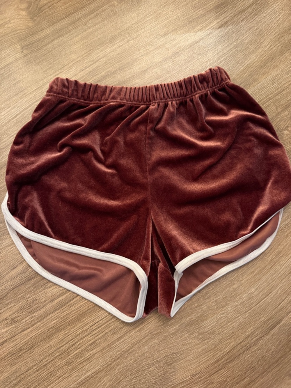 Windsor Maroon Velvet Athletic Shorts with White Trim